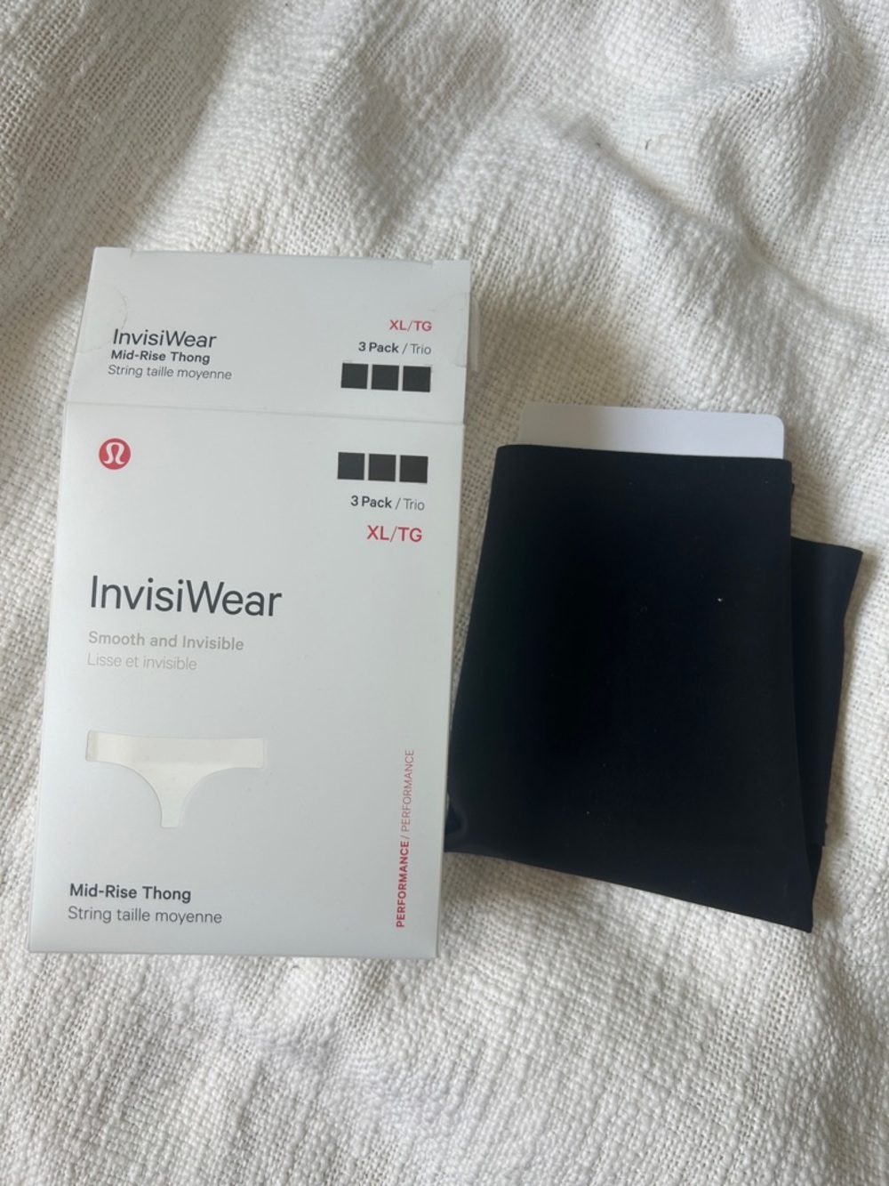 Single Pair: Lululemon Invisiwear Thong - XL - Black